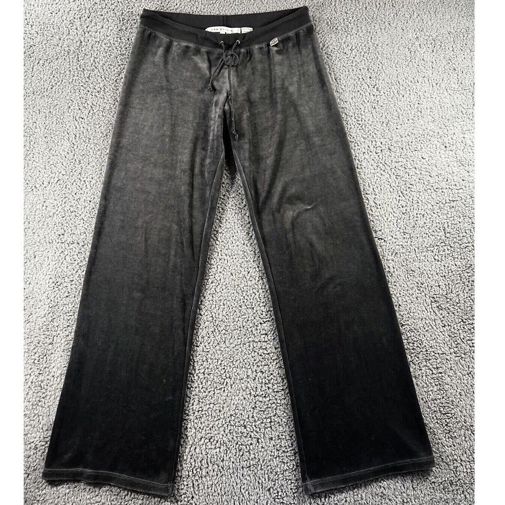 Velour Pants Women Large Gray Low Rise Flare Leg Y2K Retro Cozy‎ Casual Retro